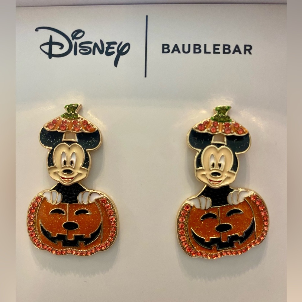 NWT 🖤🎃🖤 Disney x Baublebar Mickey pumpkin movable earrings in box